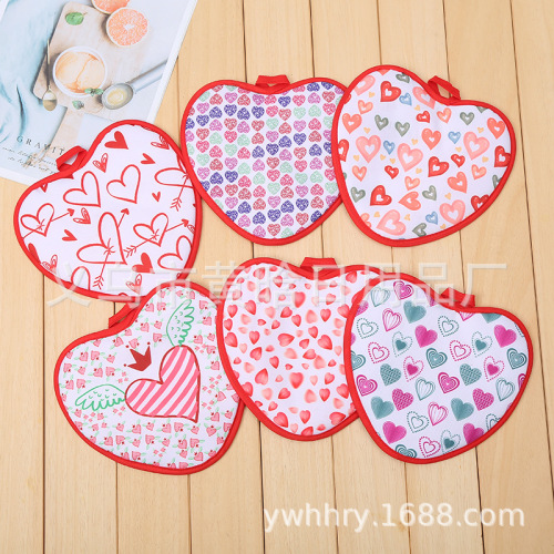 valentine‘s day love heat proof mat extra large thickening heat insulation pad heat proof mat microwave oven gloves heat proof mat digital printing pad