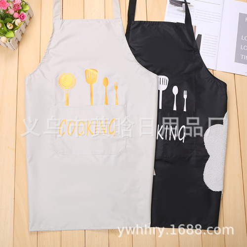 Apron Kitchen Apron Printing Apron Waterproof Oil-Proof Household Apron Cotton and Linen Apron Support Customization