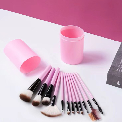 12 pcs macaron color barrel makeup brushes