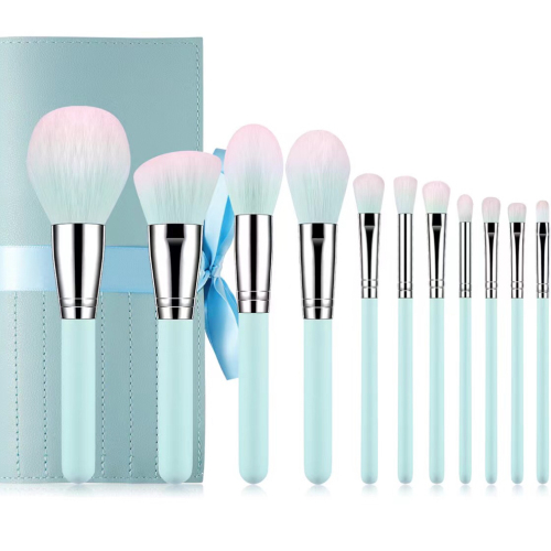 12 PCs Wooden Handle Makeup Brushes with Bag Powder Brush Blush Brush Eye Shadow Brush Lip Brush