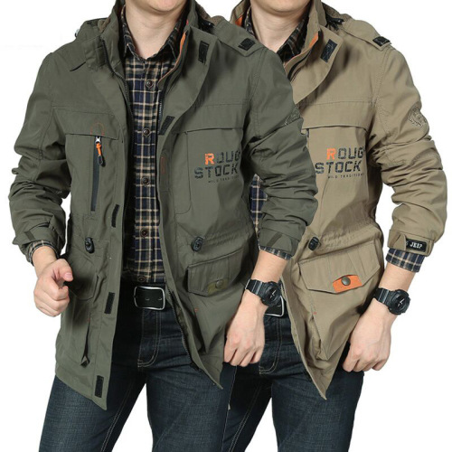 cross-border aliexpress jacket men‘s mid-length casual outdoor hooded large size jacket men‘s jacket spring and autumn clothing 086
