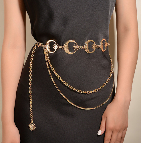 foreign trade atmospheric metal pendant waist chain female accessories new fashion hot girl body chain dress belt chain