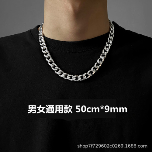 Wholesale NK Chain European and American Titanium Steel Cuban Link Chain Necklace Male and Female Trendy Brand Simple Hip Hop All-Matching Accessories Do Not Fade Thick Type