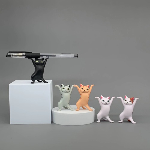 Popular Dancing Cat Pen Holder Toy Doll Decoration Raise Hand Enchanting Cat Decoration Pen Holder Five Cats Carrying Coffin Officer Animation