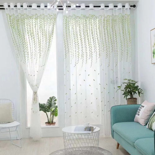 Modern Minimalist Living Room Bedroom Bay Window Dandelion Embroidered White Window Screen Finished Transparent Decorative Curtain Yarn