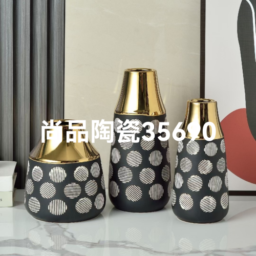 Creative Ceramic Electroplating Vase Desktop Office Home Decoration Soft Decoration Crafts Ornaments