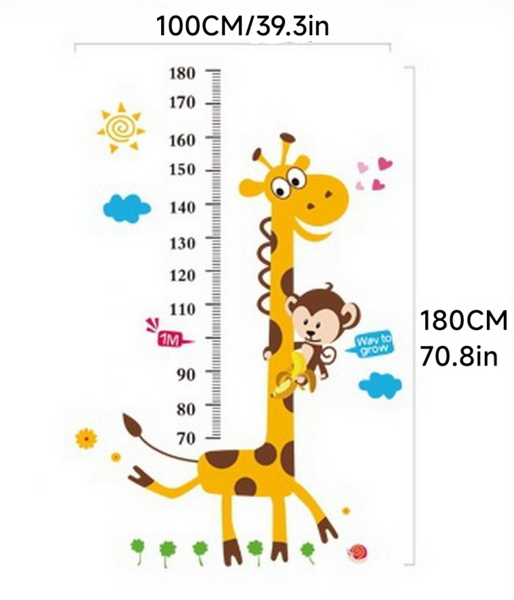 卡通动漫宝宝小熊和长颈鹿身高贴卧室客厅园儿童房墙贴详情1