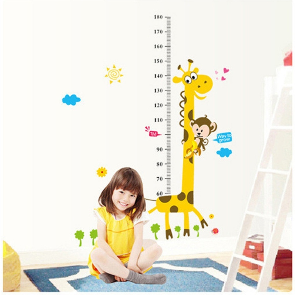 卡通动漫宝宝小熊和长颈鹿身高贴卧室客厅园儿童房墙贴详情4