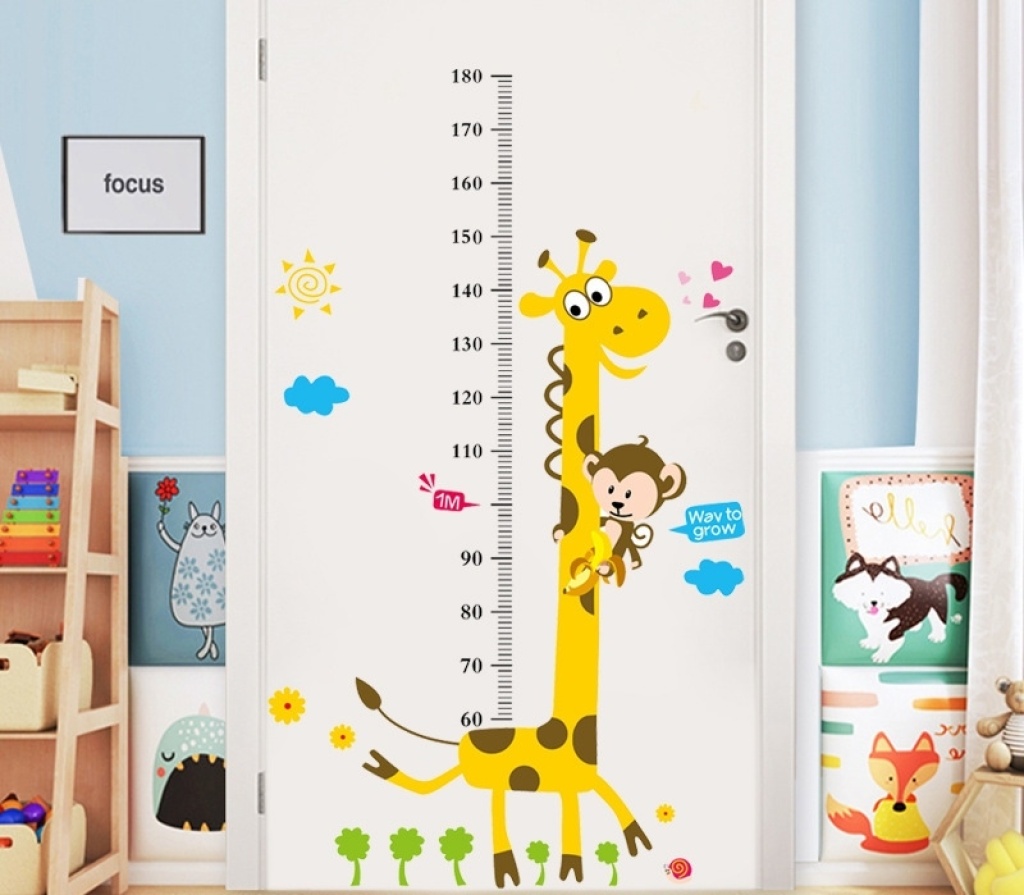 卡通动漫宝宝小熊和长颈鹿身高贴卧室客厅园儿童房墙贴详情3