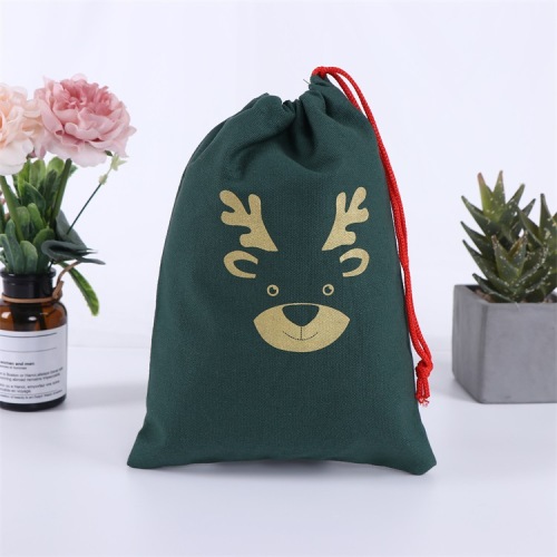 Cross-Border Canvas Christmas Candy Bag Creative Printing Drawstring Drawstring Bag Dustproof Hotel Hair Dryer Cotton Bag