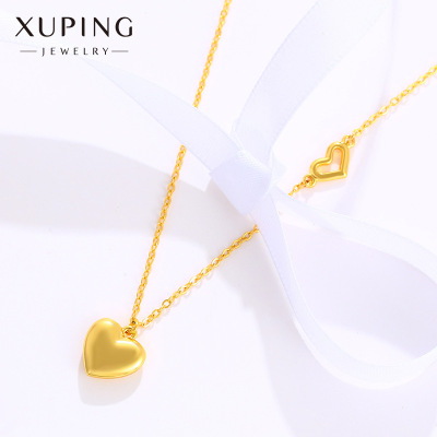 Xuping Jewelry Alloy Love Necklace Female Korean Dignified Sense of Design Special Interest Light Luxury High Sense Clavicle Chain Neck Chain