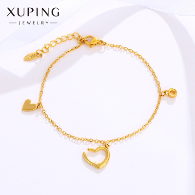 Xuping Jewelry Alloy Niche Design Korean Style Heart-Shaped Tassel Adjustable Bracelet Heart-Shaped Temperamental Bracelet Women