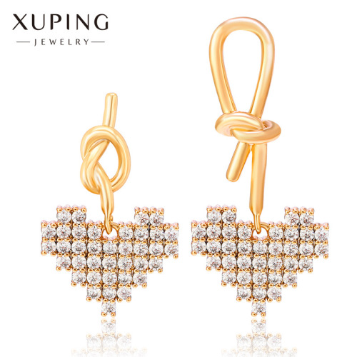 xuping jewelry super shiny fresh asymmetric heart-shaped new temperament earrings internet celebrity fashion inlaid zirconium love earrings female