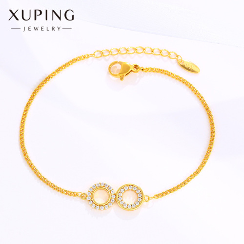 Xuping Jewelry European and American New Women‘s Simple Personality Inlaid Zirconium Circle Bracelet Ins Trendy 8-Word Infinite Bracelet