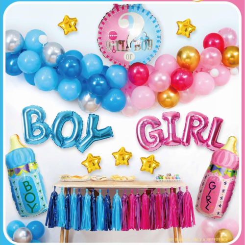 Gender Reveal Party Boy Girl Aluminum Film Ball Gender Reveal Aluminum Film Latex Balloon Set