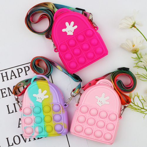 palm silicone bag coin bag female creative mini silicone zipper earphone bag candy color handle with key bag