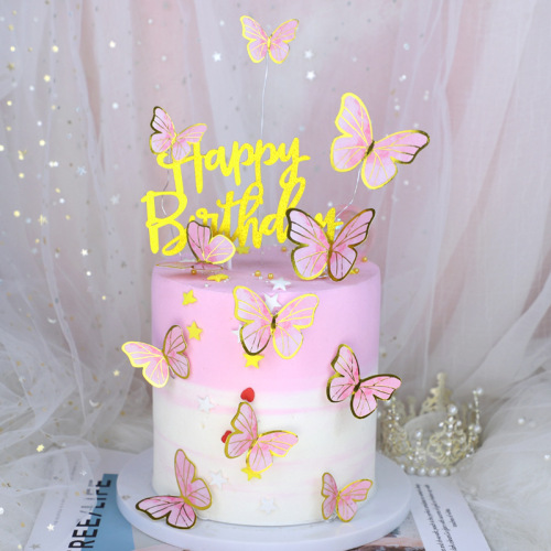 birthday cake decoration baking plug-in colorful bronzing butterfly wave flag diy internet celebrity dessert table dress up