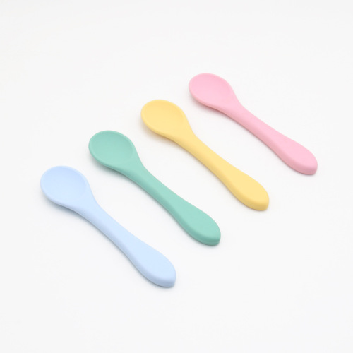 baby full silicone spoon baby eat leaning spoon set silicone integrated feeding tableware spoon fork