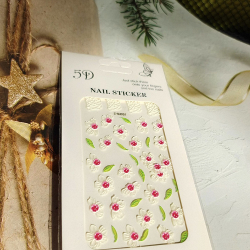new 5d dried flower three-dimensional relief nail sticker 5d three-dimensional relief flower nail sticker