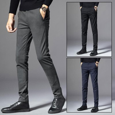 Men's Casual Pants 2022 Autumn and Winter New Slim Fit Business Trousers Small Pants Korean Style Suit Pants Fashion Velvet Padded Men's Pants