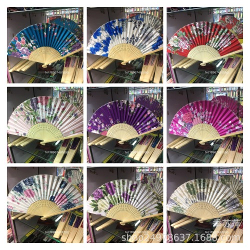 retro chinese style silk cloth bamboo artwork fan folding fan summer silk female fan in stock factory direct sales