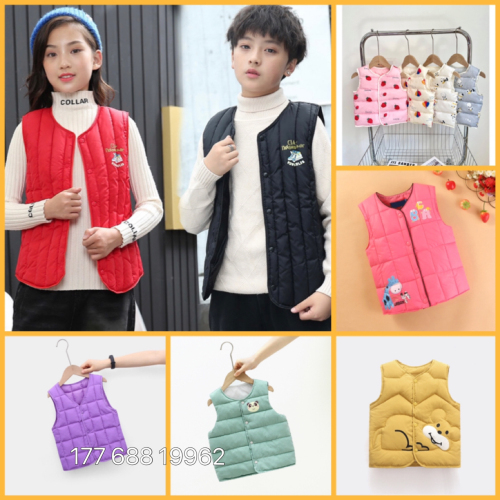 autumn and winter hot-selling miscellaneous children‘s cotton vest wholesale boys and girls close-fitting warm waistcoat vest stall supply