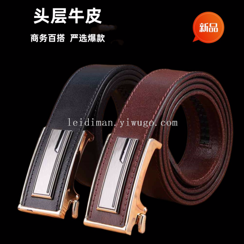 New Automatic Leather Buckle Belt Italian First Layer Cowhide Men‘s Pant Belt Factory Supplier