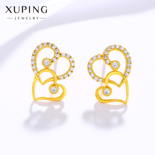 xuping jewelry love earrings japanese and korean fashion niche design fashion earrings cold style temperament heart-shaped earrings