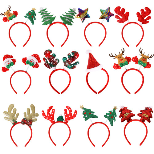cross-border christmas headband elk horn five-pointed star headband christmas decorations children‘s headdress head buckle party supplies