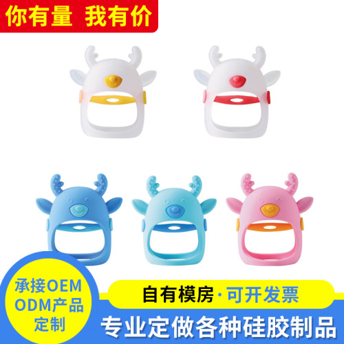 new anti-baby hand teether amazon 2022 hot food grade silicone teether stick baby teether