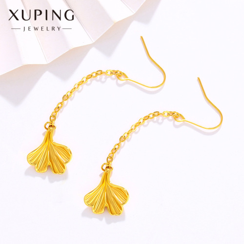 xuping jewelry fresh ginkgo leaf earrings cold style simple korean style internet celebrity long tassel earrings earrings female
