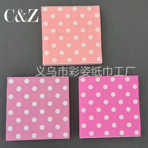 Napkin tissue Foreign Trade Printing Dot 33 * 33cm Square Tissue Double-Layer Restaurant Hotel Tissue Factory Direct Sales