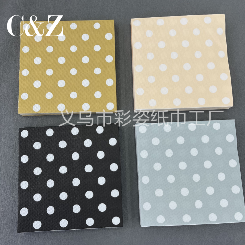 napkin tissue foreign trade printing dot 33*33cm square tissue double layer restaurant hotel tissue factory direct sales