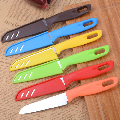 fruit knife candy color stainless steel melon and fruit peeler knife with blade sheath kitchen gadgets portable knife factory direct sales