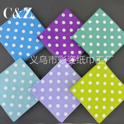 Napkin Tissue Foreign Trade Special Dot 33 * 33cm Square Tissue Double-Layer Restaurant Hotel Tissue Factory Direct Sales