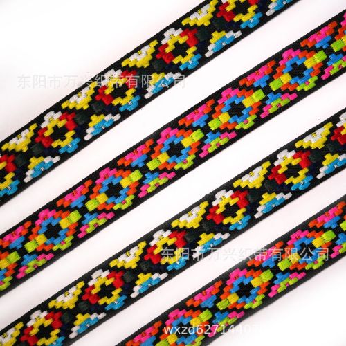 Factory Sales Clothing Ethnic Style Jacquard Polyester Ribbon Retro Decorative Strip for Hat Clothing Side Accessories