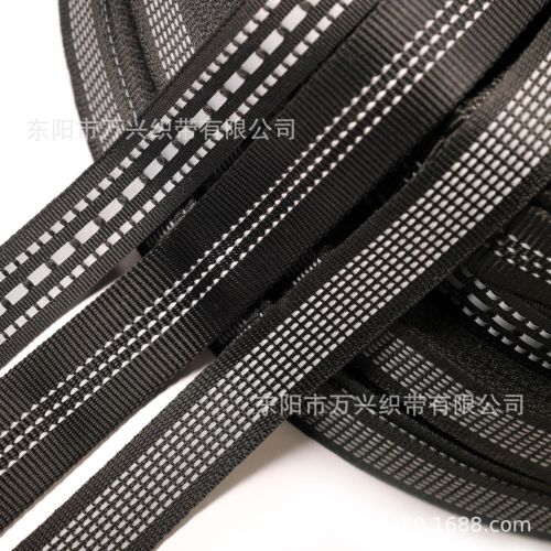 Factory Supply Imitation Nylon Black Room 3 Reflective Strip Ribbon High Light Reflective Strip Pet Belt Bags Clothing Accessories