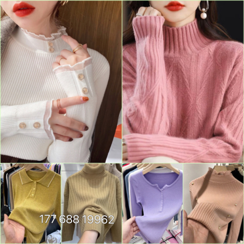 Factory Direct Sales Stall Supply Clothes Autumn and Winter Keep Warm Elastic Sunken Stripe Miscellaneous Tail Goods Women‘s Bottoming Sweater