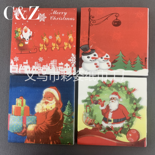 christmas series napkin tissue foreign trade printing napkin square tissue double layer tissue factory direct sales