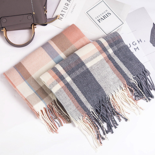 japanese and korean style autumn and winter new fashion college style plaid scarf women‘s cashmere-like scarf plus size shawl
