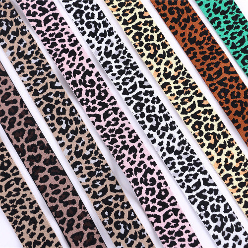customized leopard print headwear jacquard elastic band 3.0cm4.0cm5.0cm leggings waist external elastic band
