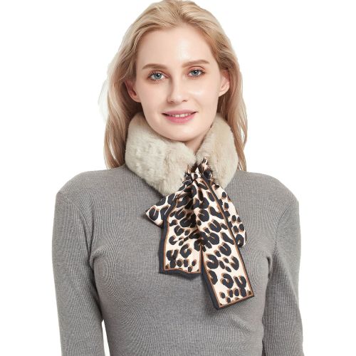 factory direct sales cross-border european and american autumn and winter new scarf women‘s thickened imitation rabbit fur printed leopard print scarf