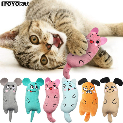 for amazon pet catnip plush toy cat self-hi molar teeth cleaning interactive thumb toy wholesale