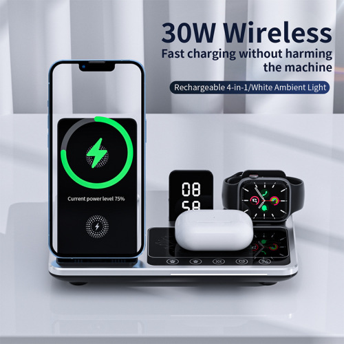 cross-border factory office desktop intelligent wireless charger 30w super fast charge four-in-one intelligent touch automatic lifting
