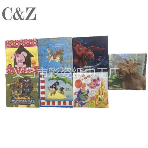 cartoon series napkin tissue foreign trade printing napkin square tissue double-layer tissue factory direct sales
