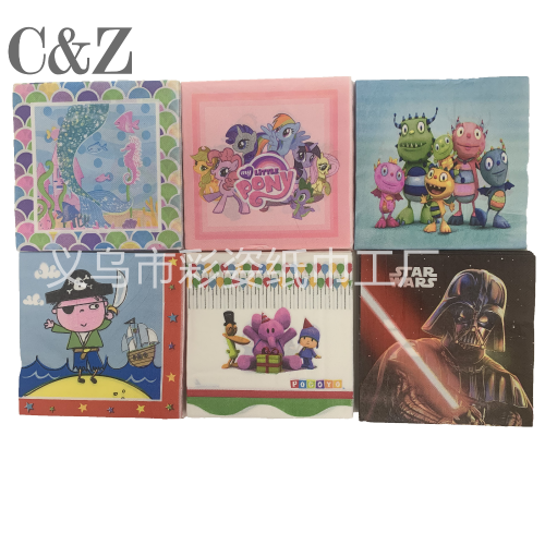 Cartoon Series Napkin Tissue Foreign Trade Printing Napkin Square Tissue Double Layer Tissue Factory Direct Sales