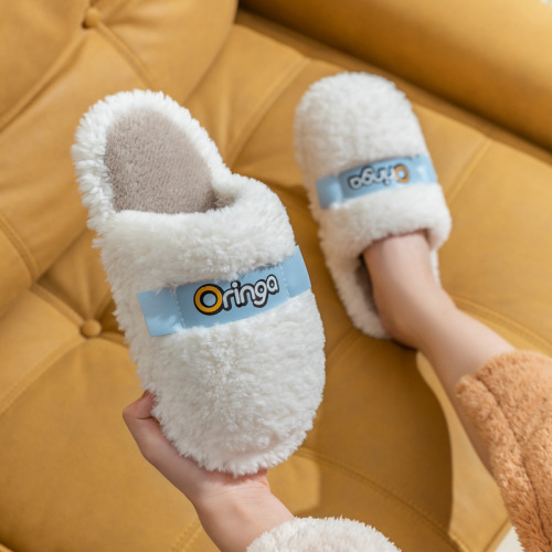 winter new women‘s home closed toe comfortable men‘s warm bedroom mute monochrome korean simple couple cross-border cotton slippers