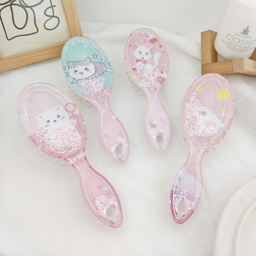 Air Bag Comb Children‘s Oval Quicksand Air Bag Comb Cute Girl Straight Hair Comb Printed Comb Cartoon Animal Hairdressing Comb
