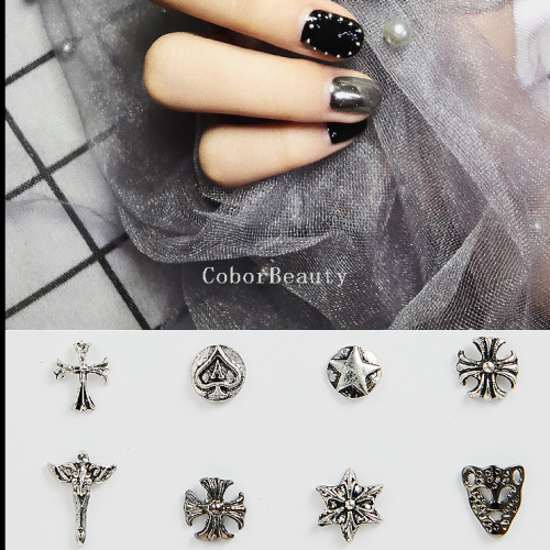 Nail Jewelry Punk Metal Retro Rivet Gold Silver Pointed Crocheted Alloy Nail Drill Jewelry Sticking Diamond