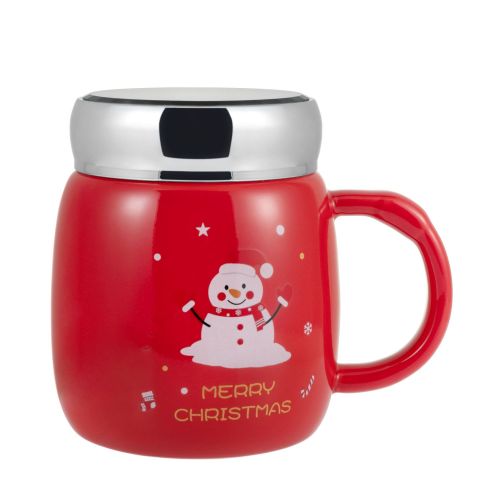 Christmas Gift Cup Cute Ceramic Cup Mug with Lid Creative Festive Gift Drinking Cup 